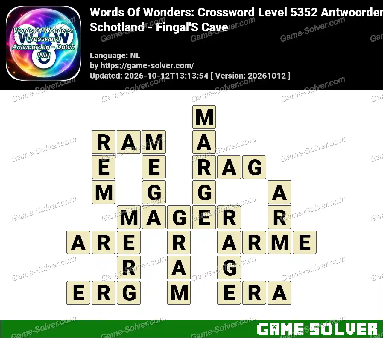 Words Of Wonders: Crossword Level 5352 Antwoorden – Schotland – Fingal’S Cave